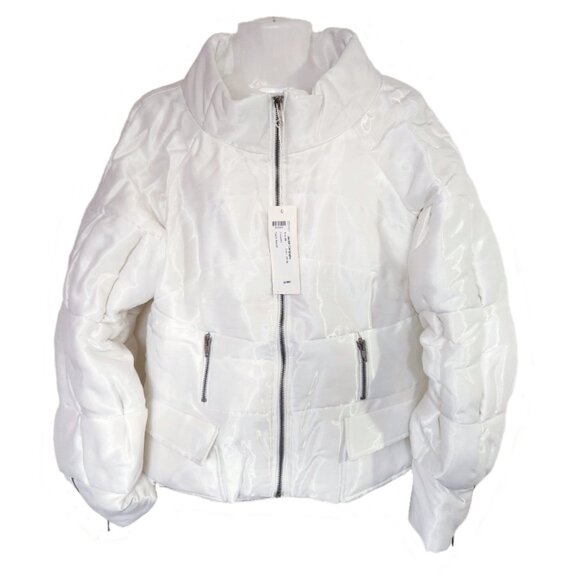 NWT Luca Luca Italian Designer White Puffer Jacket Size 44 - Picture 2 of 14